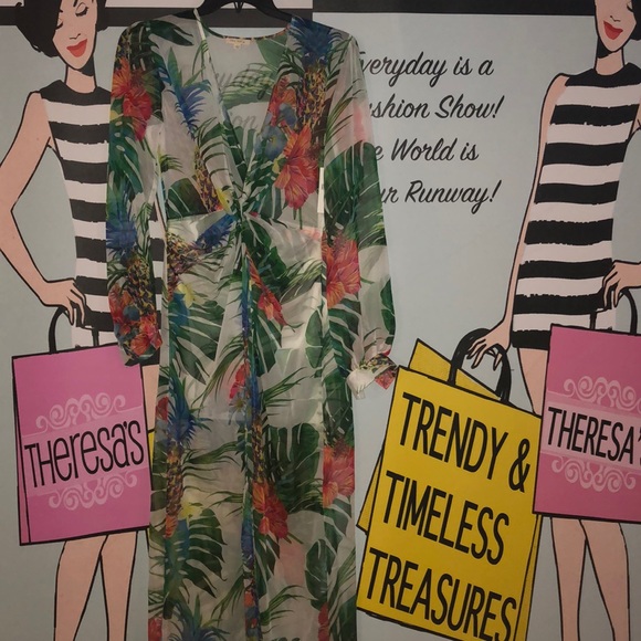 NWT Hawaiian print sheer dress Large - Picture 1 of 3